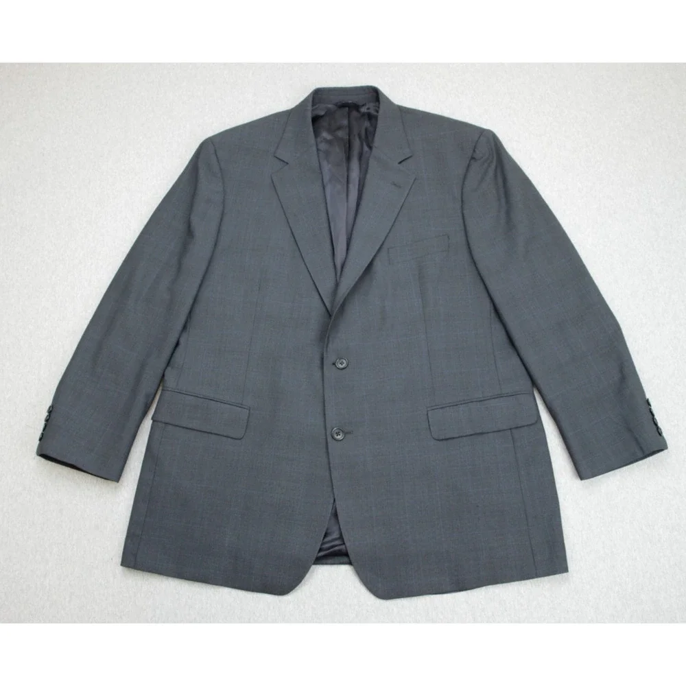 Brooks Brothers‎ Blazer Mens 46R Gray 346 Plaid Wool Blend Stretch 2 Buttons